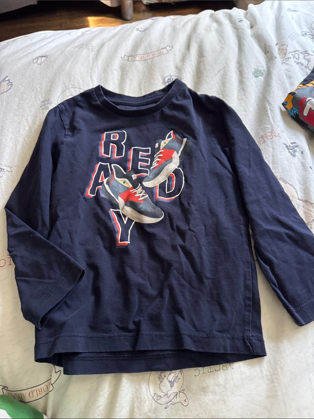 Mayoral Navy Long-Sleeve Tee with Red and White Sneaker Graphic